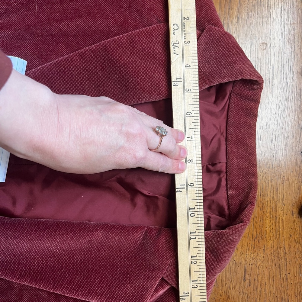 Vintage 3 Button Soft Burgundy / Dark Dusty Rose Velvet Blazer Size Small - Picture 6 of 9